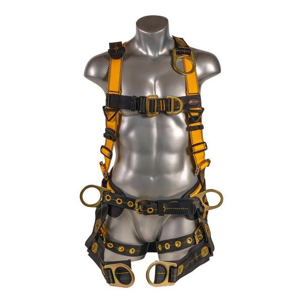 Kapture 5 Point Element Full Body Harness - Oil & Gas Derrick Series - 7 D-Rings - Tongue Buckle Legs - Shoulder Pads & Waist Belt - Bosun Chair - All Sizes